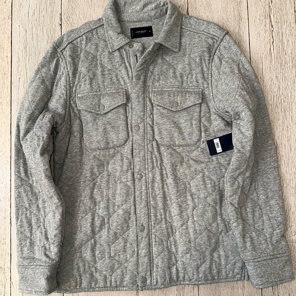 Lucky Brand Light Gray Quilted Shirt Jacket